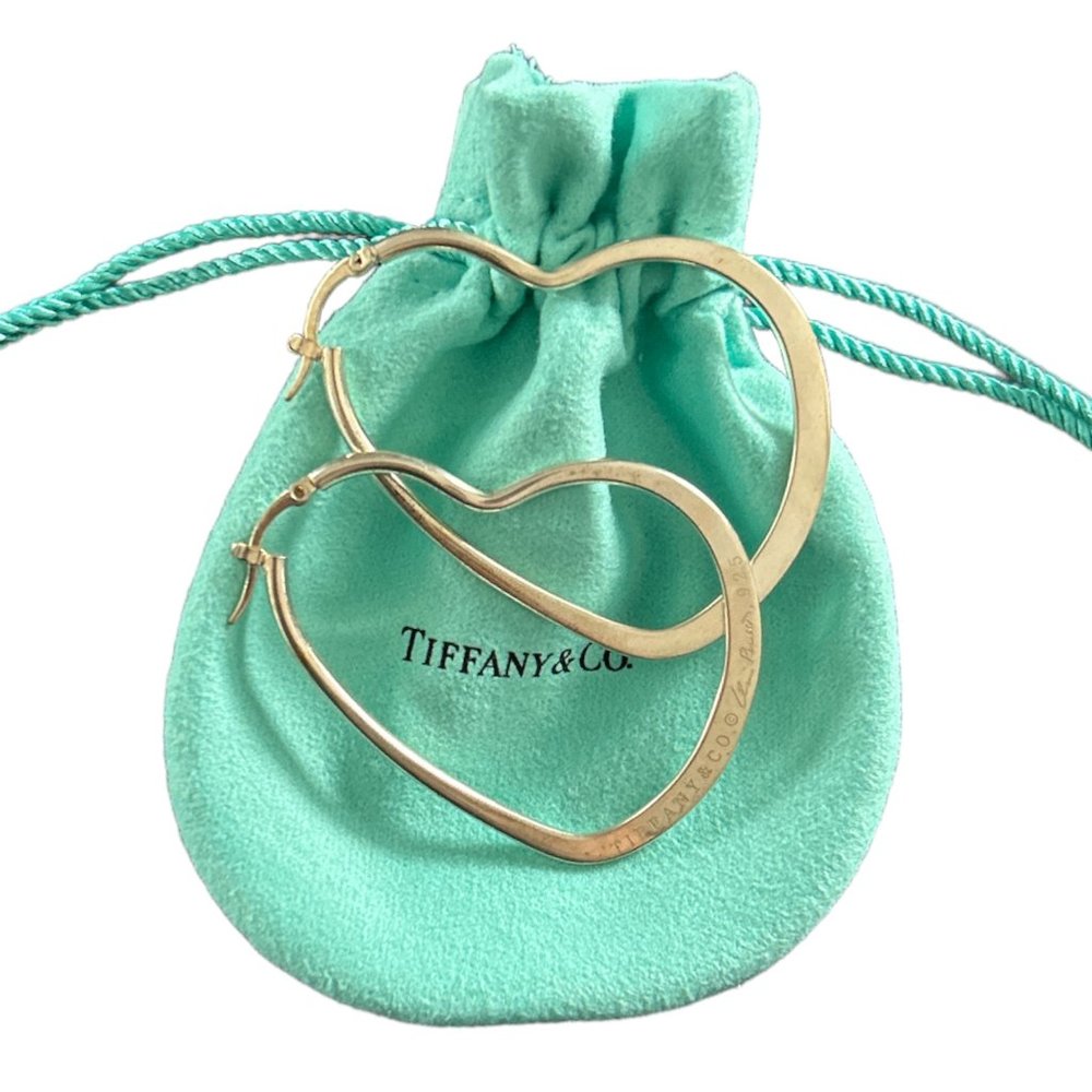 Authentic Vintage Tiffany & Co Elsa Peretti Open Heart Hoop Earrings 925